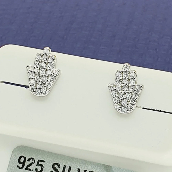 "#925 Sterling Silver CZ Stud Earrings for Women/Girl, US925P1013 - Picture 6 of 11